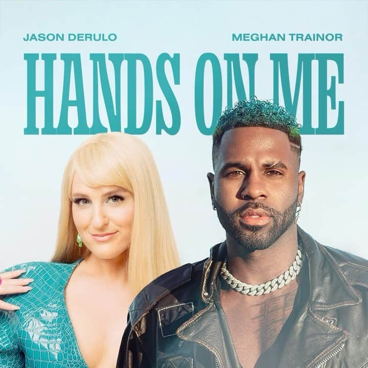 メーガン・トレイナーのインスタグラム：「Hands On Me is OUT NOW @jasonderulo!! 🤩🩵 #handsonme」