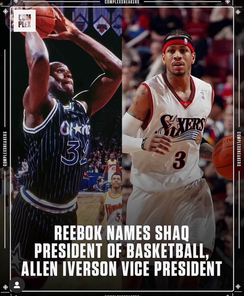 アレン・アイバーソンのインスタグラム：「I’m honored to be part of @reebok return to the court. For @shaq and me who both joined the brand at a young age in the 90’s, to growing into longtime brand partners, to now having a real seat at the table - it's special. It’s a great moment for us, it’s a great moment for Reebok and it’s a great moment for basketball. @tkflight @weareauthentic」