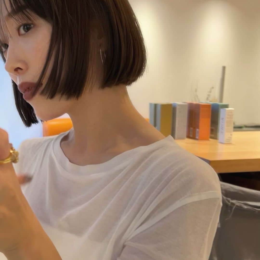 山内一世のインスタグラム：「✂︎ @sumi__osaka  ダブルケアカラーで定着してきた良い色に 久しぶりのタエボブ💚 @eatxxxtae   それといつもよく聞いていただくリップは @chanel.beauty  ルージュアリュール195 🛒」