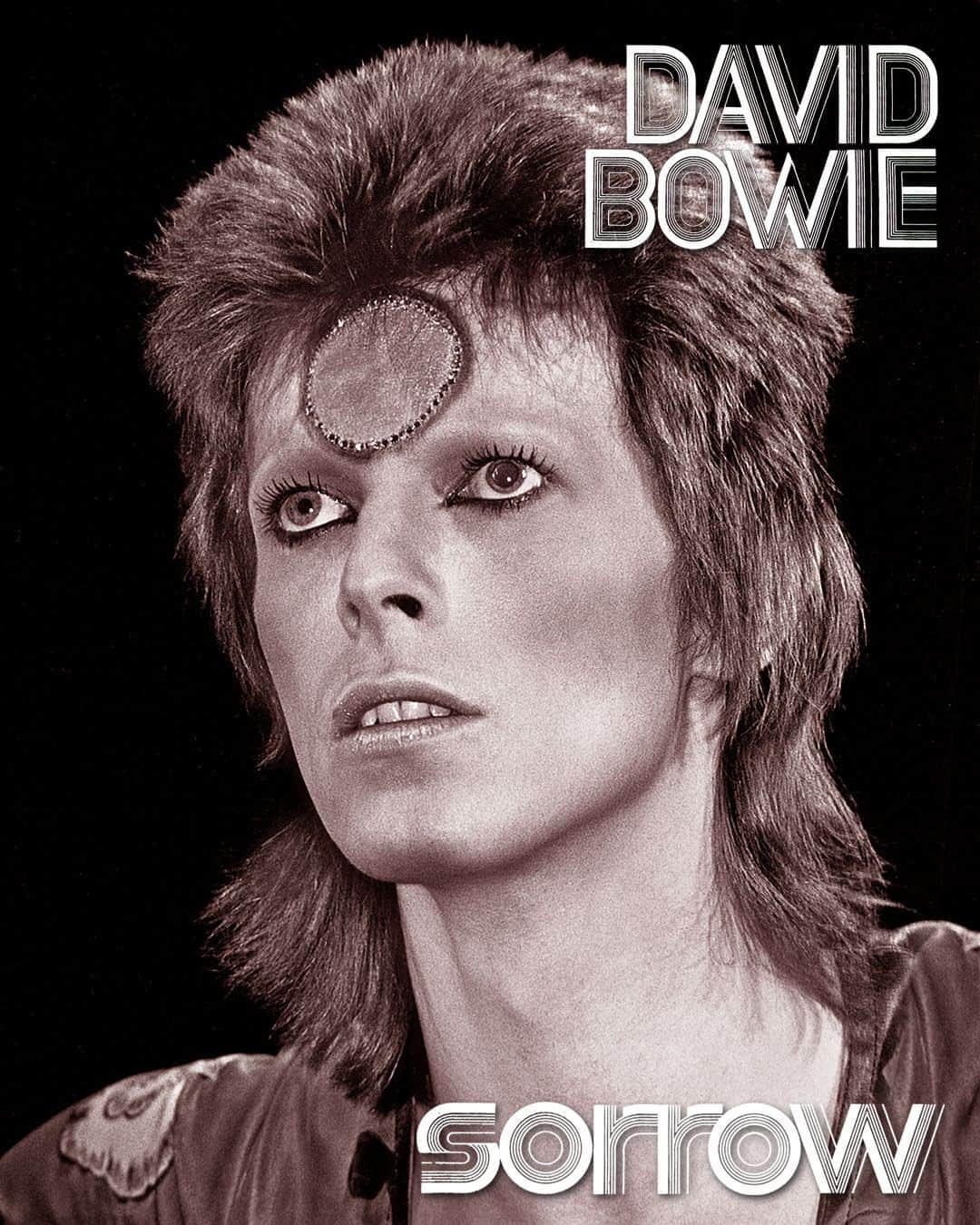 デヴィッド・ボウイのインスタグラム：「SORROW SINGLE IS FIFTY TODAY  “You’re out there playing your high class games of sorrow…”  As you know, next week marks the 50th anniversary of Bowie's #1 album Pin Ups, originally released 19th October 1973.  Just one single was issued from the album in the UK, a version of The McCoys’ Sorrow, which later enjoyed wider recognition via The Mersey’s rendition.   Bowie’s superb stab at the song reached #3 in the UK and it also gave him his first #1 anywhere in the world when it hit the top spot in Australia, New Zealand, and South Africa.  Following mono adverts of the Pin Ups sleeve advertising Sorrow in this week’s music press fifty years ago, variations of our main image (taken by @therealmickrock) were used in the promotion of Sorrow, as you can see from the second slide, including three UK versions of the sheet music.   The sweet surprise all those years ago was another cover, Bowie’s sublime version of Amsterdam on the B side of Sorrow...more of which soon.   #BowiePinUps50 #BowieSorrow50」