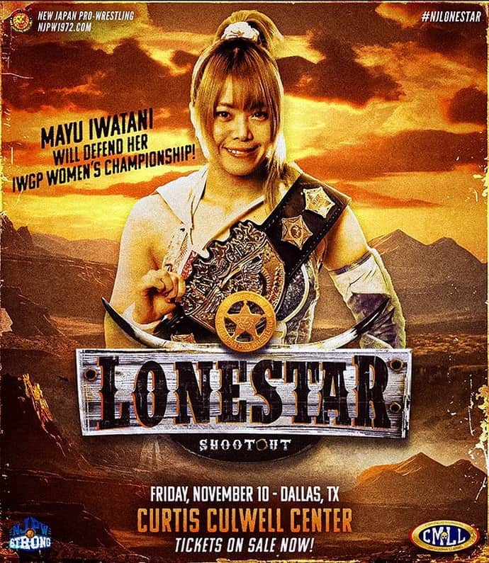 岩谷麻優のインスタグラム：「【現地時間・11月10日（金）アメリカ・ダラス大会、参戦情報！】  “STARDOM”岩谷麻優の出場が決定！ IWGP女子王座戦も実現!!  詳細 njpw.co.jp/451146  #njlonestar #STARDOM #NJPW」