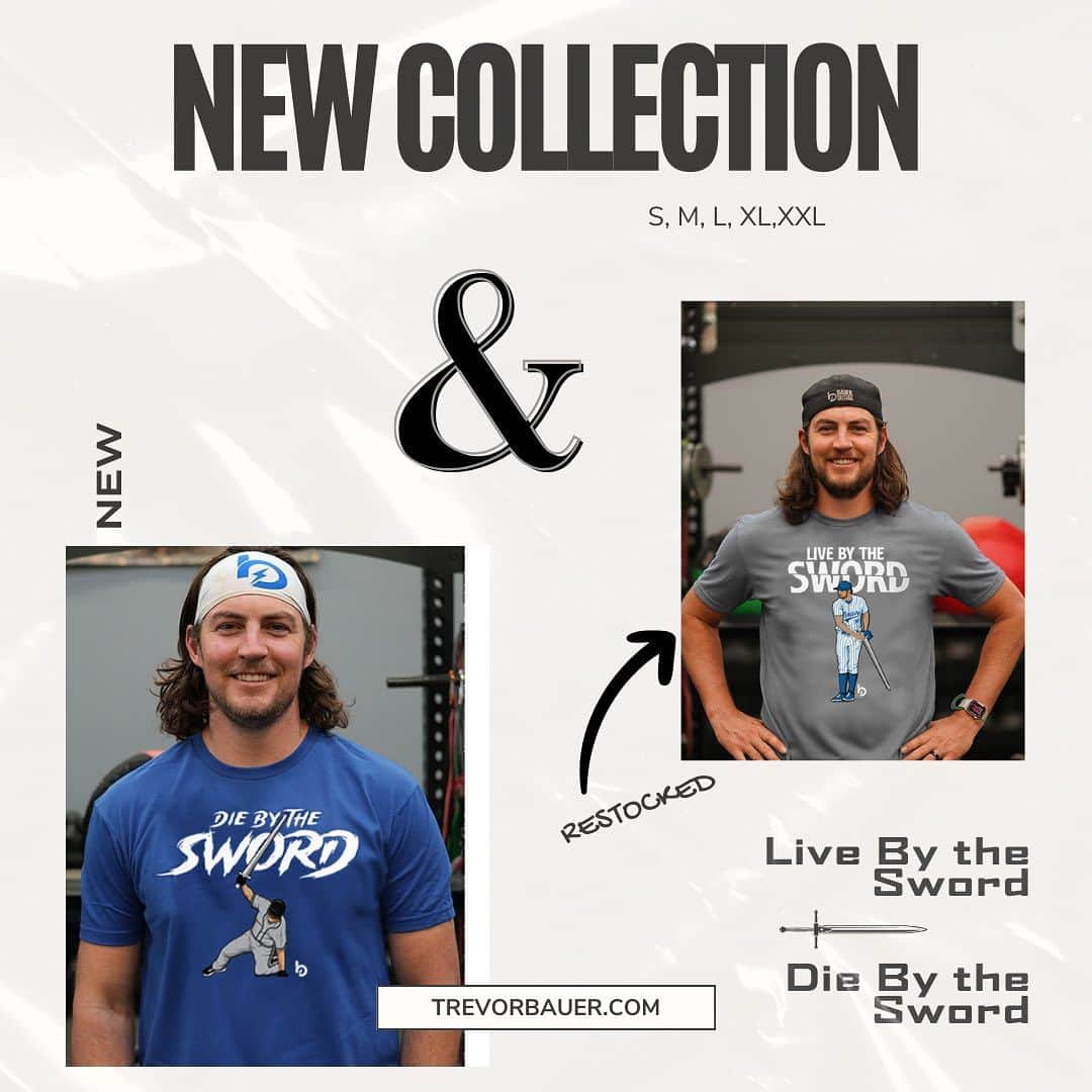 トレバー・バウアーさんのインスタグラム写真 - (トレバー・バウアーInstagram)「🗡️NEW COLLECTION🗡️ •Live By The Sword •Die By The Sword  Get yours now at trevorbauer.com」10月13日 8時13分 - baueroutage