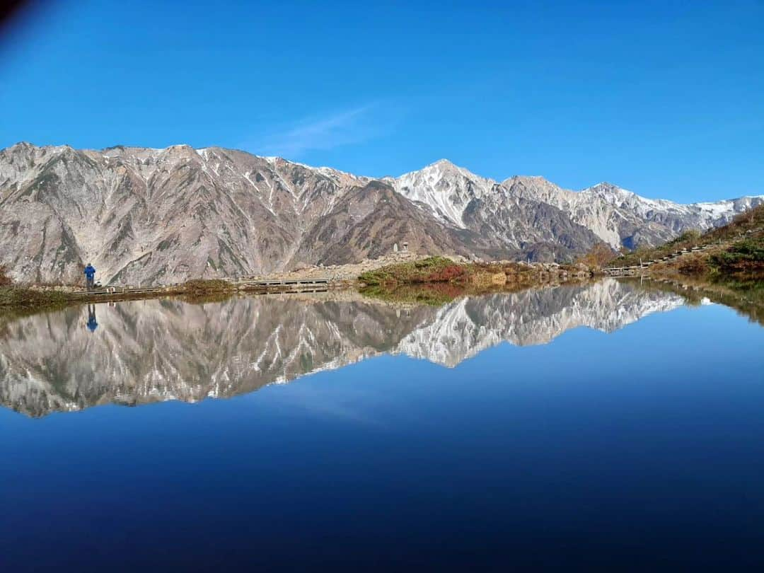 白馬八方尾根スキー場のインスタグラム：「本日の八方池⛰ 冷たく済んだ空気のなか、より鮮明にに山々が八方池に映えました。  #hakuba #happo #白馬 #八方尾根 #夏  #グリーンシーズン #八方池 #高山植物 #絶景 #白馬三山 #花 #かわいい #八方尾根自然研究路 #カラフル #八方アルペンライン #山 #山の日 #秋 #紅葉」