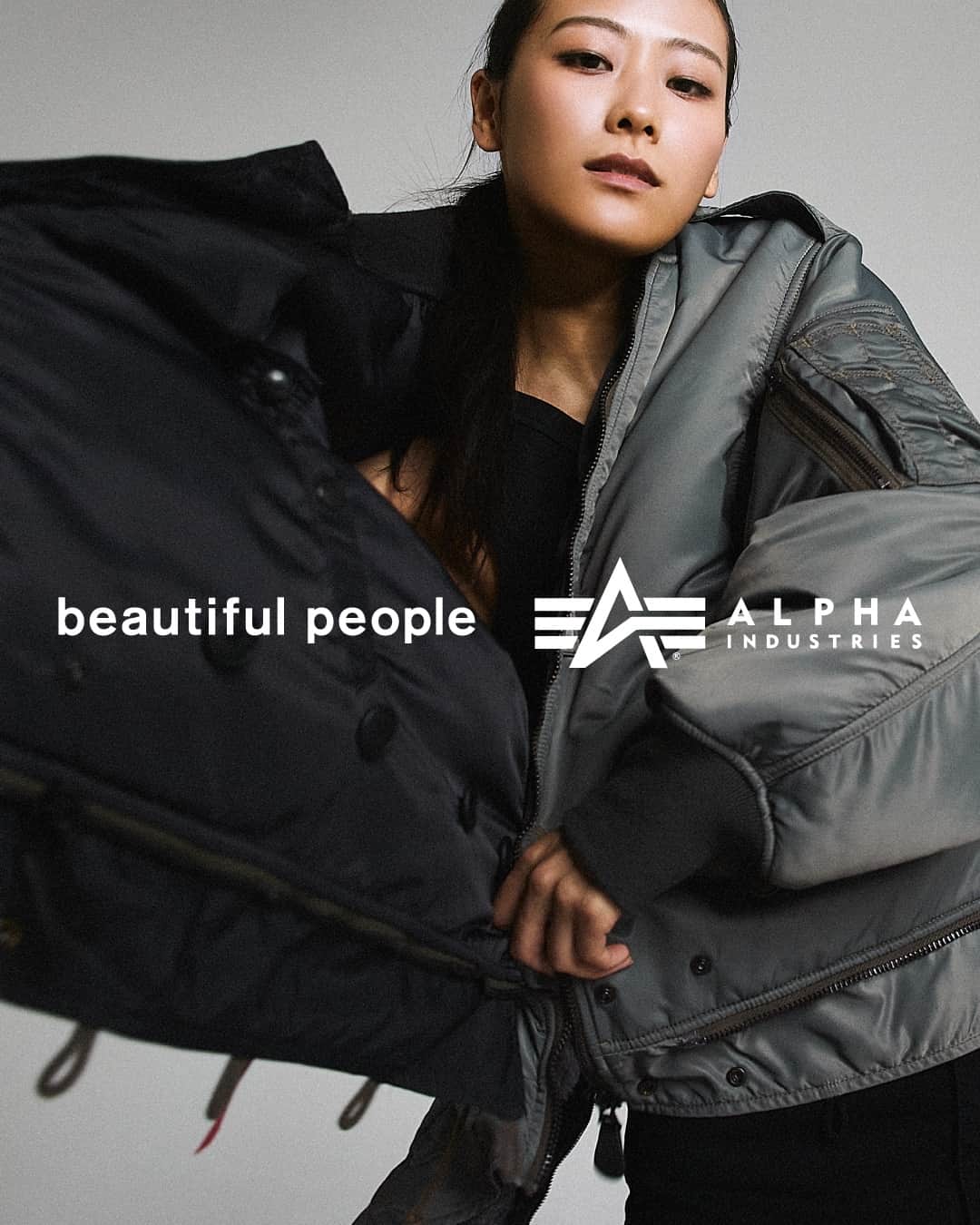 ビューティフルピープルさんのインスタグラム写真 - (ビューティフルピープルInstagram)「#DOUBLEEND beautiful people x ALPHA INDUSTRIES @alphaindustries @alpha_industries_japan⁠ 4-WAY flight jacket⁠ ⁠ ◻︎ ⁠beautiful people x ALPHA INDUSTRIES double-end nylon flight jacket⁠ color: ⁠gray*navy⁠ size: ⁠34/36/38/40/42⁠ material: ⁠nylon 100%⁠ ALPHA INDUSTRIESとのコラボレーションブルゾン。上下逆さまに着用することで、N-2BがMA-1へと変化します。さらにリバーシブルで着用することで、オリジナルのネイビーカラーに。⁠ 確かな実績を誇るALPHA縫製工場にて作成された本格仕様です。ダブルエンドならではのボリューム感とデザインのありそうでない1着に。⁠ ⁠ ⁠ ALPHA INDUSTRIES and beautiful people have collaborated for the first time to launch a new 4-way bomber jacket with authentic military specifications.⁠ ⁠ Inspired by a test sample of a 1958 N-2B flight jacket, which was never released to the public, and ALPHA's signature MA-1 vintage flight army, this bomber jacket is a surprising 4-way specification that can be worn inside-out and upside-down.⁠ ⁠ ___⁠ ⁠ ⁠ ■Online store⁠ www.beautiful-people.jp⁠ ⁠ ■Global Online store⁠ www.beautiful-people-creations-tokyo.com⁠ ⁠ ■ 青山店⁠⁠⁠⁠ 東京都港区南青山3-16-6⁠⁠⁠⁠ ⁠⁠⁠⁠ ■ 新宿伊勢丹店⁠ 伊勢丹新宿店本館2階⁠ TOKYOクローゼット/リ・スタイルTOKYO⁠⁠⁠⁠ ⁠⁠⁠⁠ ■ 渋谷PARCO店⁠ 渋谷パルコ2階⁠ ⁠ ■ ジェイアール名古屋タカシマヤ店⁠ ジェイアール名古屋タカシマヤ4階⁠ モード＆トレンド「スタイル＆エディット」⁠⁠⁠⁠ ⁠⁠⁠⁠ ■⁠阪急うめだ店⁠ 阪急うめだ本店3階　モード⁠⁠⁠⁠ ___⁠ ⁠ #beautifulpeople⁠⁠⁠ #ビューティフルピープル⁠⁠⁠ #SideC ⁠ #DOUBLEEND⁠ #ダブルエンド⁠ #collaboration⁠ #コラボ⁠ #MA1⁠ #N2B⁠ #reversible⁠ #4way⁠ #flightjacket⁠ #blouson⁠ #ALPHAINDUSTRIES⁠ #ALPHA」10月13日 10時00分 - beautifulpeople_officialsite