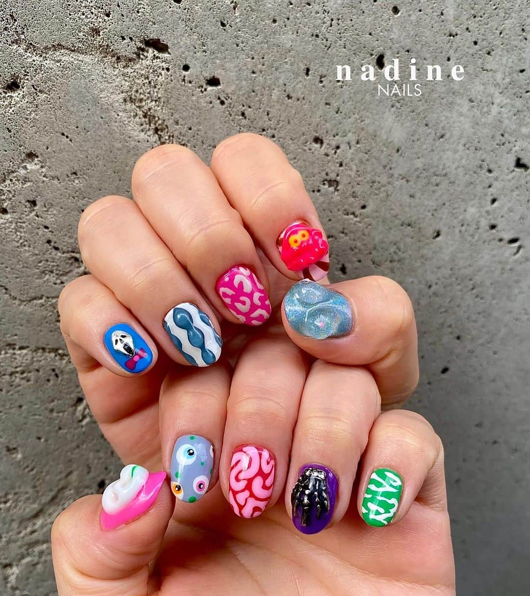 nadineNAILSさんのインスタグラム写真 - (nadineNAILSInstagram)「🧠‪🧡‬‪🦴☠�❤️  ありがとうございます☺︎꒡̈⃝⌄̈⃝¨̮   #ハロウィンネイル   #イベントネイル  #秋ネイル   #halloweennails   #おっぱいネイル 参照画像あり  *─────────────────────────*   * * * #個性派ネイル #シンプルネイル #ミラーネイル #オシャレネイル #大人ネイル #恵比寿ネイルサロン #nailstagram  #autumnnails #ebisunailsalon #newnails  #nadinenails #美甲 #tgel #젤네일 #네일아트 #네일스타그램 #인기네일 #btsyoko #이달의네일 #가을네일 #핼러윈」10月13日 10時26分 - nadine_nails_