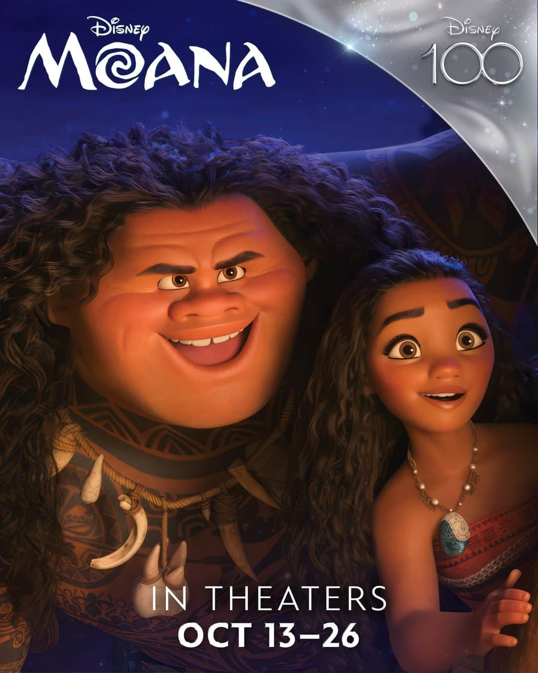Disneyのインスタグラム：「Moana is ready to make a splash! 🌊 Celebrate #Disney100 with the return of the animated film, in select U.S. theaters October 13 - 26.  Get tickets now at the link in bio.」