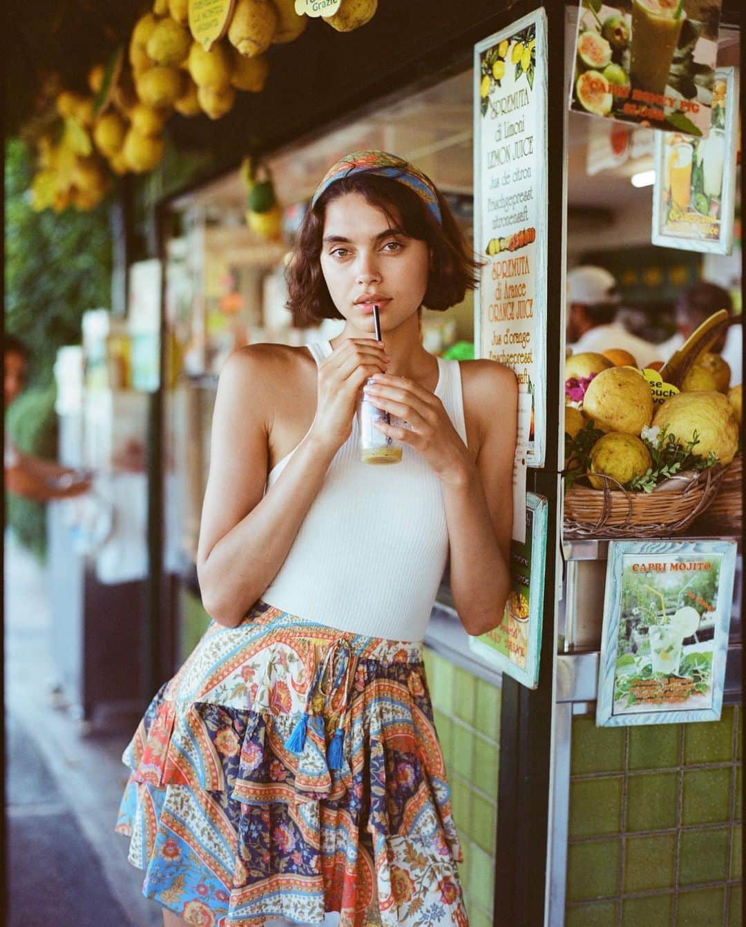 SPELLのインスタグラム：「Keep it juicy in our latest styles ~ shop our Belladonna Handkerchief Mini Skirt + Head Scarf and Spell Staples online + in store now 🥭 #SpellBelladonna」