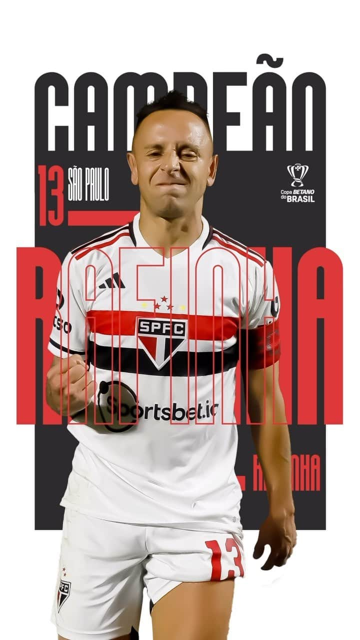 マルシオ・ラファエウ・フェレイラ・デ・ソウザのインスタグラム：「O capitão de uma conquista inédita do @SaoPauloFC. Um coração tricolor que bateu mais forte com o título da #CopaBetanoDoBrasil.  @r_13official! ©️🇾🇪🏆」