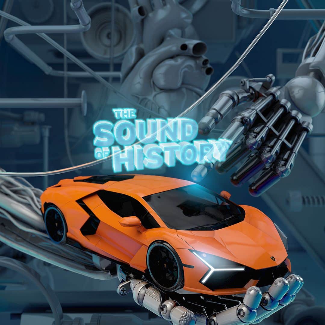 ランボルギーニのインスタグラム：「From the iconic beats of 2020 to the emerging melodies of the future, the last chapter of "The Sound Of History" captures the essence of our times. It’s been a ride through the recent past and now, with the Lamborghini Revuelto, we’re speeding toward what's next. Stream the sounds of the future, starting from 2020, on Spotify.  #Lamborghini #TheSoundOfHistory」