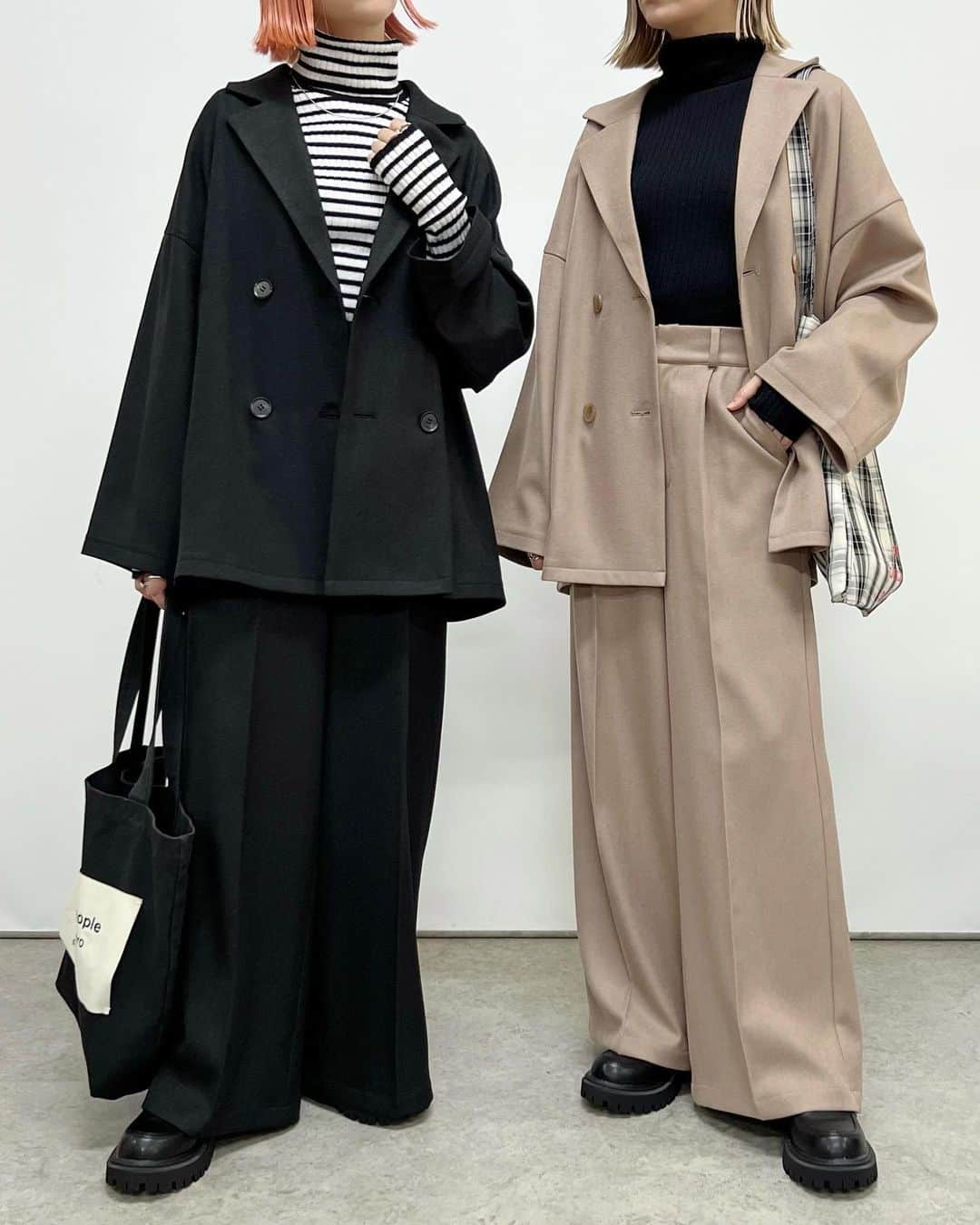 SAYUNAOさんのインスタグラム写真 - (SAYUNAOInstagram)「しまむら FLC×SAYUNAO 指穴付きリブニットを使った着回し7コーデ  9月27日(水)より一部店舗と オンラインにて発売された しまむらコラボアイテム🌿  日々コメントや購入のご報告など たくさん頂き本当に励みになっています♪ ありがとうございます✧˖°  伸縮性があって着心地がいい 指穴付きのタートルネックリブニット １枚でもレイヤードしても着れるので 持っているとコーデの幅が広がるアイテムです◎  ◼︎TT*タートルボーダーPO◼︎ ブラック Msize 529-2913 /  Lsize 529-2914 ◼︎TT*タートルニットPO◼︎ ブラック Msize 529-2915 / Lsize 529-2917  【3枚目】 GU ユニセックス #フランネルチェックシャツ (Lsize) しまむら TT*カーゴナローSK(Msize) ブラック 522-2900   【4枚目】 しまむら TT*MA1ベスト(Msize) ブラック528-1944、カーキ 528-1939 しまむら TT*ワイドPT(Msize) ブラック 525-6075、キャメル 525-6077  【5枚目】 GU WOMEN #パフィータッチオーバーサイズカーディガン (Lsize) しまむら TT*カーゴナローSK(Msize) ブラック 522-2900   【6枚目】 しまむら TT*リラックスオーバーJK(Msize) ブラック 528-2262、キャメル 528-2264 しまむら TT*ワイドPT(Msize) ブラック 525-6075、キャメル 525-6077  【7枚目】 GU ユニセックス #フランネルチェックシャツ (Lsize) GU WOMEN #ローライズバギージーンズ (Ssize)  【8枚目】 しまむら TT*MA1ベスト(Msize) ブラック528-1944、カーキ 528-1939 しまむら TT*カーゴナローSK(Msize) ブラック 522-2900 、カーキ522-2907  【9枚目】 しまむら TT*リラックスオーバーJK(Msize) ブラック 528-2262、キャメル 528-2264 しまむら TT*カーゴナローSK(Msize) ブラック 522-2900 、カーキ522-2907  左sayu  右nao 身長157㎝で上記アイテム着用しています🦕🦕  少しでも参考にして頂けたらうれしいです♪  @shimastyle.jp @grshimamura @flc___official #PR」10月13日 16時59分 - sn__linklink
