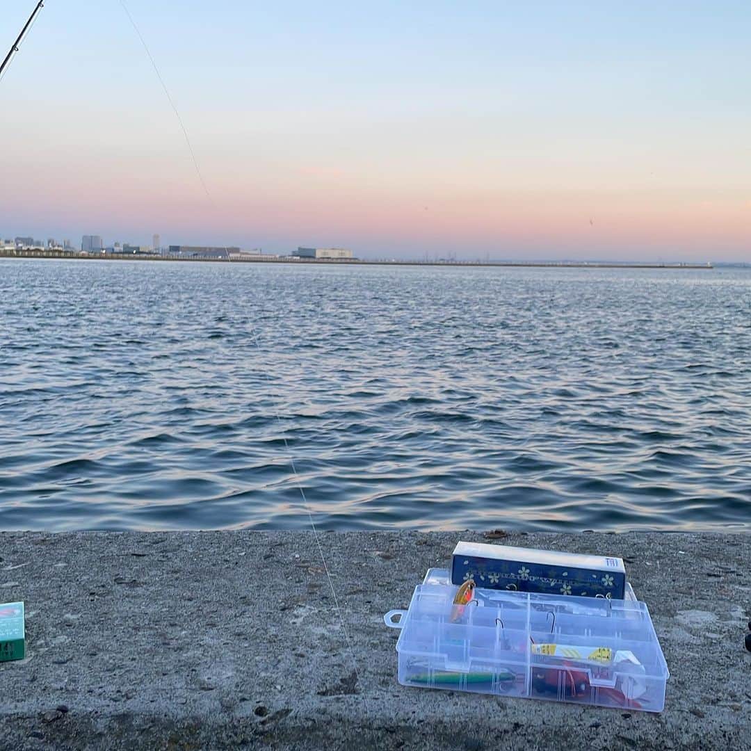 長友光弘のインスタグラム：「1人寂しく市川港でシーバス釣り☺️  なーんも釣れんw」