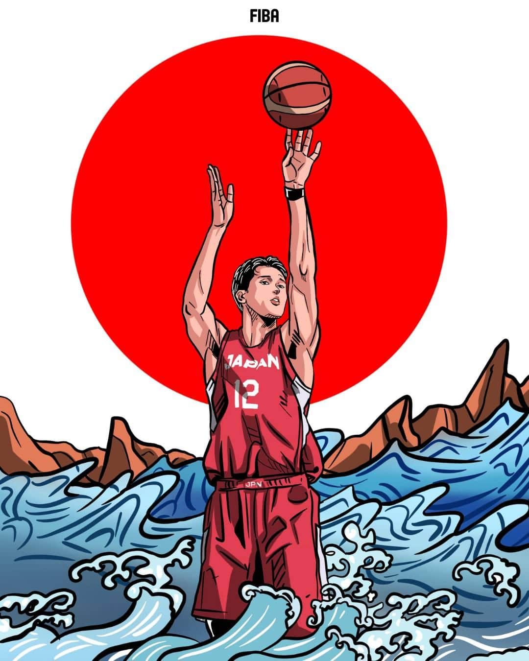 のインスタグラム：「Lots of pride carrying the Hinomaru 🇯🇵  Happy birthday Yuta Watanabe, to many more years with Japan on your chest 🫡🎉」