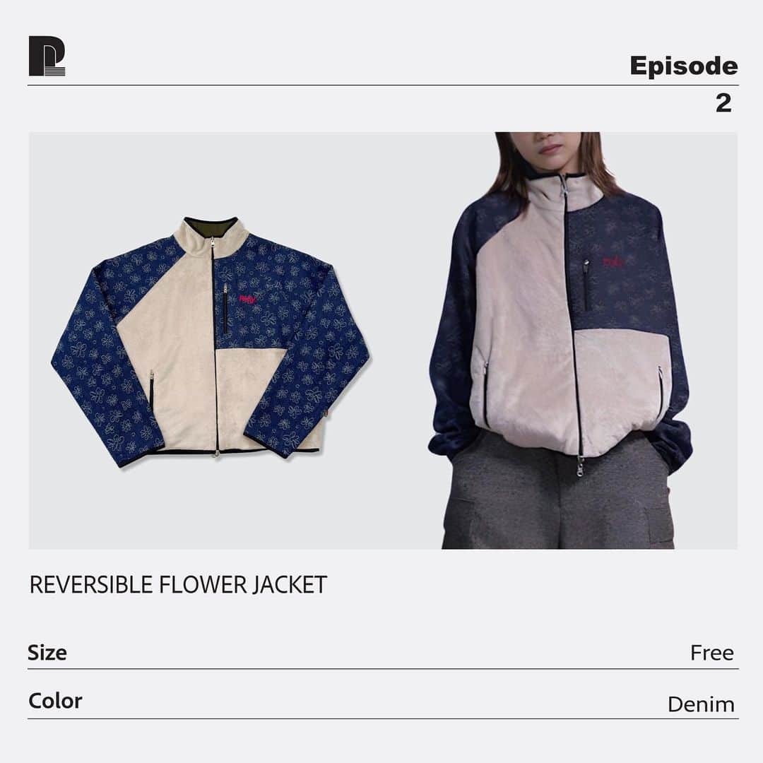 POLYのインスタグラム：「【Pick up】  REVERSIBLE FLOWER JACKET BORDER KNIT  21:00- release!」