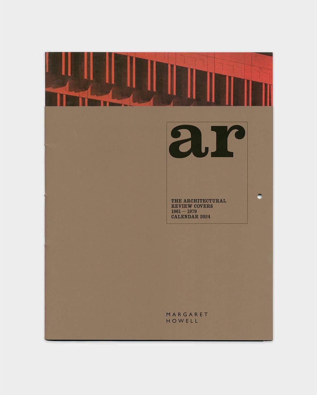 のインスタグラム：「CALENDAR 2024   THE ARCHITECTURAL REVIEW COVERS  1961 – 1979    The Calendar 2024 features a selection of original covers, chosen by Margaret Howell.    The covers highlight the AR’s use of typography and layout, which leveraged the full range of graphic and print tools at its disposal - photographs, drawings, sketches, collage, typefaces, inks and paper stocks - to elegantly dissect and disseminate all aspects of architecture.   ‘The bold creative graphics of The Architectural Review covers from this period are still as strong and exciting today as when first introduced. It is not surprising the magazine has become a collector’s item.’  – Margaret Howell  Available in our shops and online.   #MargaretHowell #TheArchitecturalReview @thearchitecturalreview」