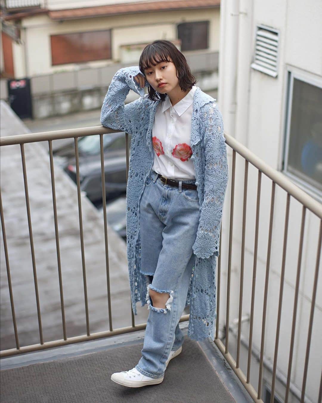 PUNK CAKEのインスタグラム：「♤ NEW ARRIVAL ♤  ◆ Crochet knit long cardigan ◆ agnès b. rose white shirts ◆ Crash blue denim pants  ♡10th Anniversary キャンペーン♡ 送料無料！ 10/4(水)～10/15(日)  今週の営業日は 10/14(土),15(日)となります。 是非お気軽にご来店下さい！  10月営業日/ 10/14,15,20,21,22 営業時間/ 13:00～20:00  住所/ 東京都目黒区鷹番3-4-10 2F  Model / @hamu.katsu.0」