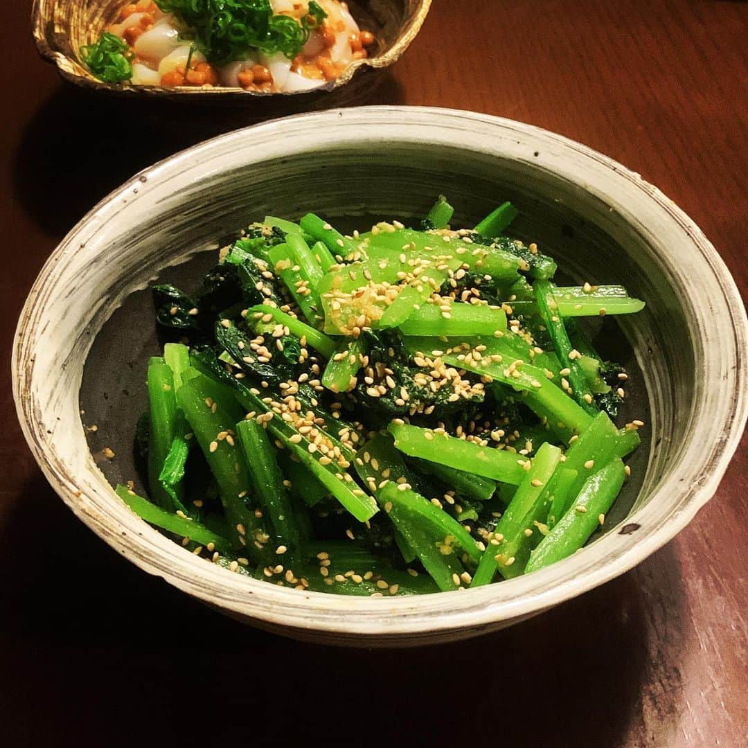 志摩有子さんのインスタグラム写真 - (志摩有子Instagram)「ソルロンタン作ったから取りに来て！と韓国料理の師匠　@spikeandlove より連絡をもらい、いそいそと向かう。雪濃湯の名前通りの雪のように真っ白なまろやかででコクのある牛骨のスープ。欠かせないカクテキももちろん手作り。このセットをメインに、小松菜のナムルと豚キムチを追加。豚肉だけじゃなくて、厚揚げも加えるのが我が家流。じんわり沁み入るスープを堪能。  #ソルロンタン #ソルロンタン定食 #雪濃湯 #お家で韓国気分」10月13日 21時52分 - ariko418