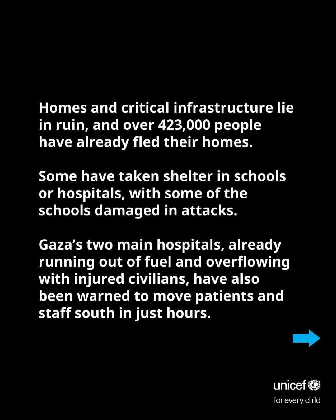 unicefさんのインスタグラム写真 - (unicefInstagram)「Time is running out for children in Gaza.  UNICEF calls for an immediate humanitarian pause and safe access to scale and sustain lifesaving services for children.」10月14日 8時19分 - unicef