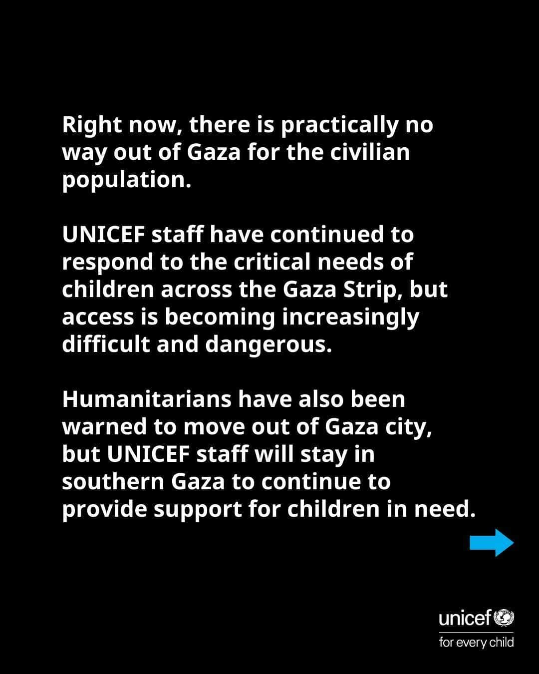 unicefさんのインスタグラム写真 - (unicefInstagram)「Time is running out for children in Gaza.  UNICEF calls for an immediate humanitarian pause and safe access to scale and sustain lifesaving services for children.」10月14日 8時19分 - unicef