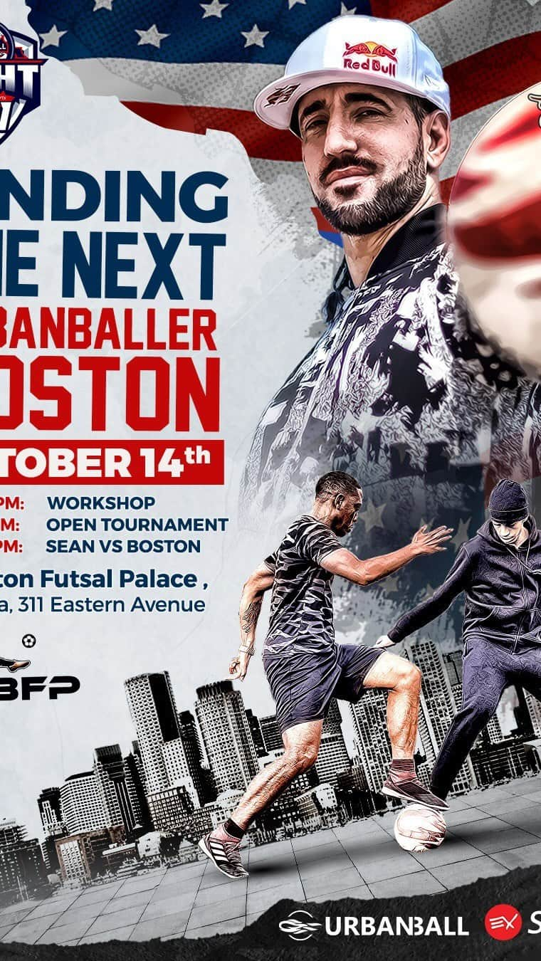 ショーン・ガルニエのインスタグラム：「UBF 1v1 OPEN TOURNAMENT TOMORROW 14/10 IN @boston_futsalpalace : - 11-1pm Masterclass Sean 1v1 moves all ages (100 dollars) - 1-4pm open tournament +16 years old (free) : price to win  - 4-5 pm Sean vs Boston : each win get a Sean street football shoes  - 5-7pm : autographs / pictures/ kid birthday + tournament   See you all ❤️  #seangarnier #urbanballfight #football #skills」