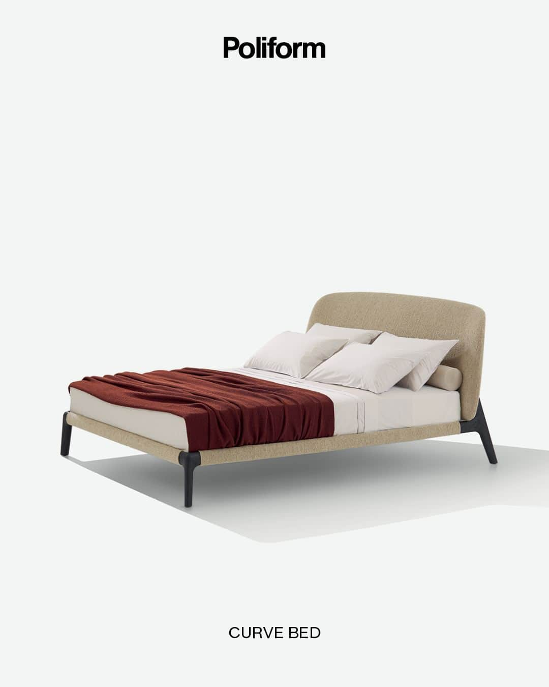 Poliform|Varennaのインスタグラム：「Born from the need to create a light and essential bed, which embodies Poliform’s distinctive elegance and timelessness, Curve bed, by @emmanuelgallinadesignoffice stands as the absolute protagonist of the night area with its contemporary lines and sartorial details. Discover Curve bed on poliform.com.  #poliform #design #madeinitaly #home #homedesign #nightroom #bed #poliformbed #curvecollection #poliformcurvecollection #emmanuelgallina」