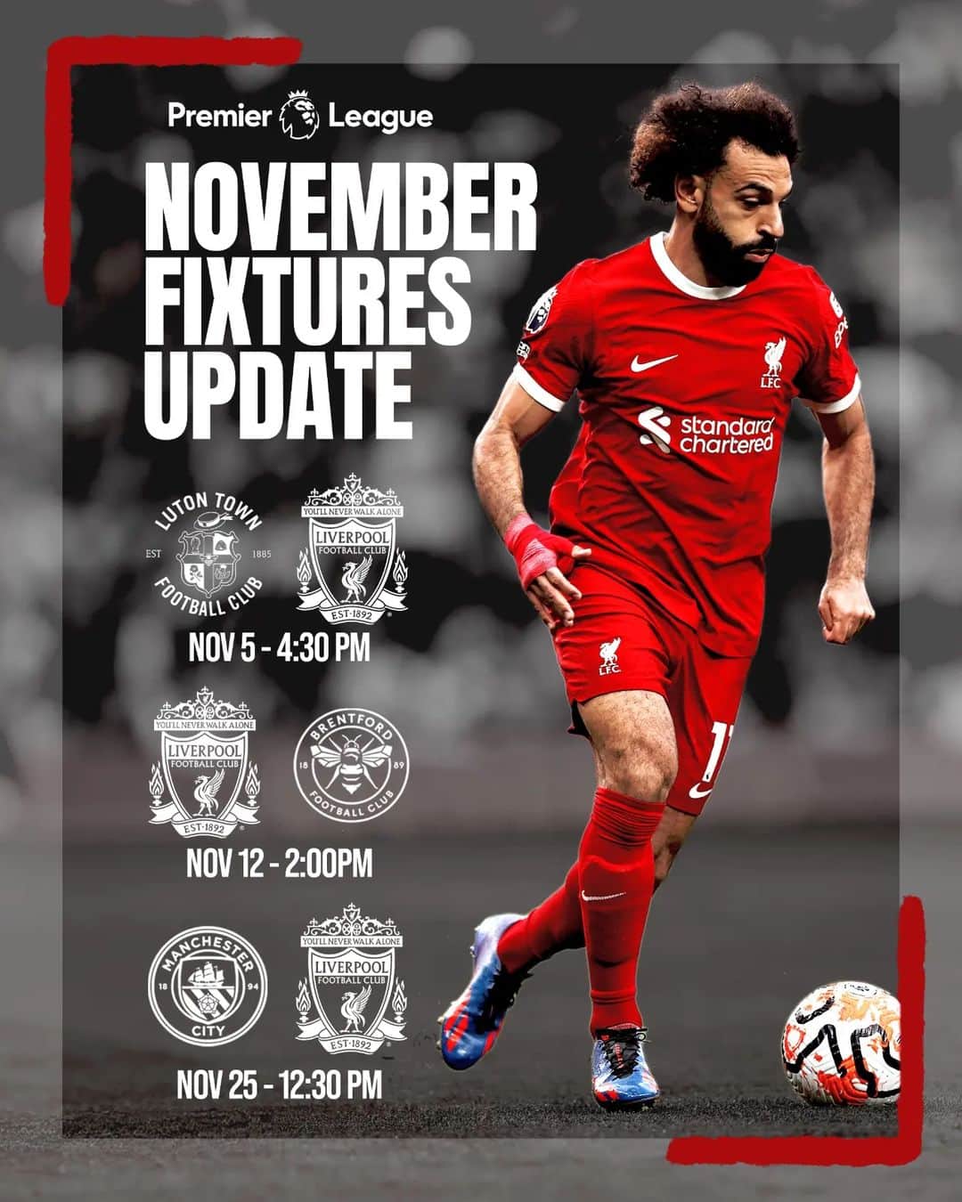 リヴァプールFCさんのインスタグラム写真 - (リヴァプールFCInstagram)「A look at our updated @premierleague fixtures for November 🗓️」10月14日 0時45分 - liverpoolfc
