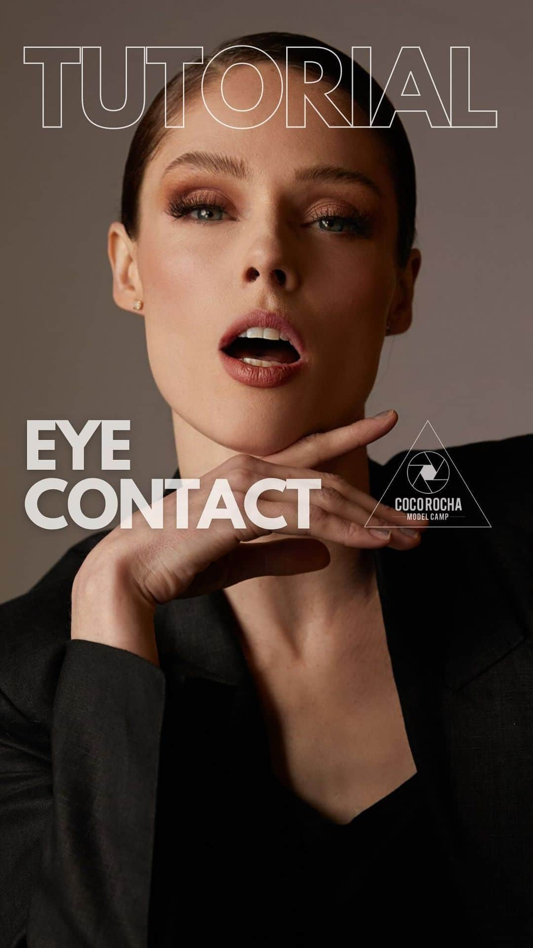 ココ・ロシャのインスタグラム：「CRMC Tutorial: Eye Contact⁠ (Save this for your next shoot!)⁠ ⁠ Eye contact is the direct connection where models convey their emotions to the viewer. In today’s #CocoRochaModelCamp tutorial, we highlight the power of the gaze. Directly gazing into the camera can evoke a range of feelings, from confidence and strength to vulnerability and tenderness. On the other hand, averting your gaze can introduce intrigue, depth, and intricacy. This tutorial will help you experiment with different approaches during your next photoshoot. Save this video, share your experience, and let us know how it unfolds!」