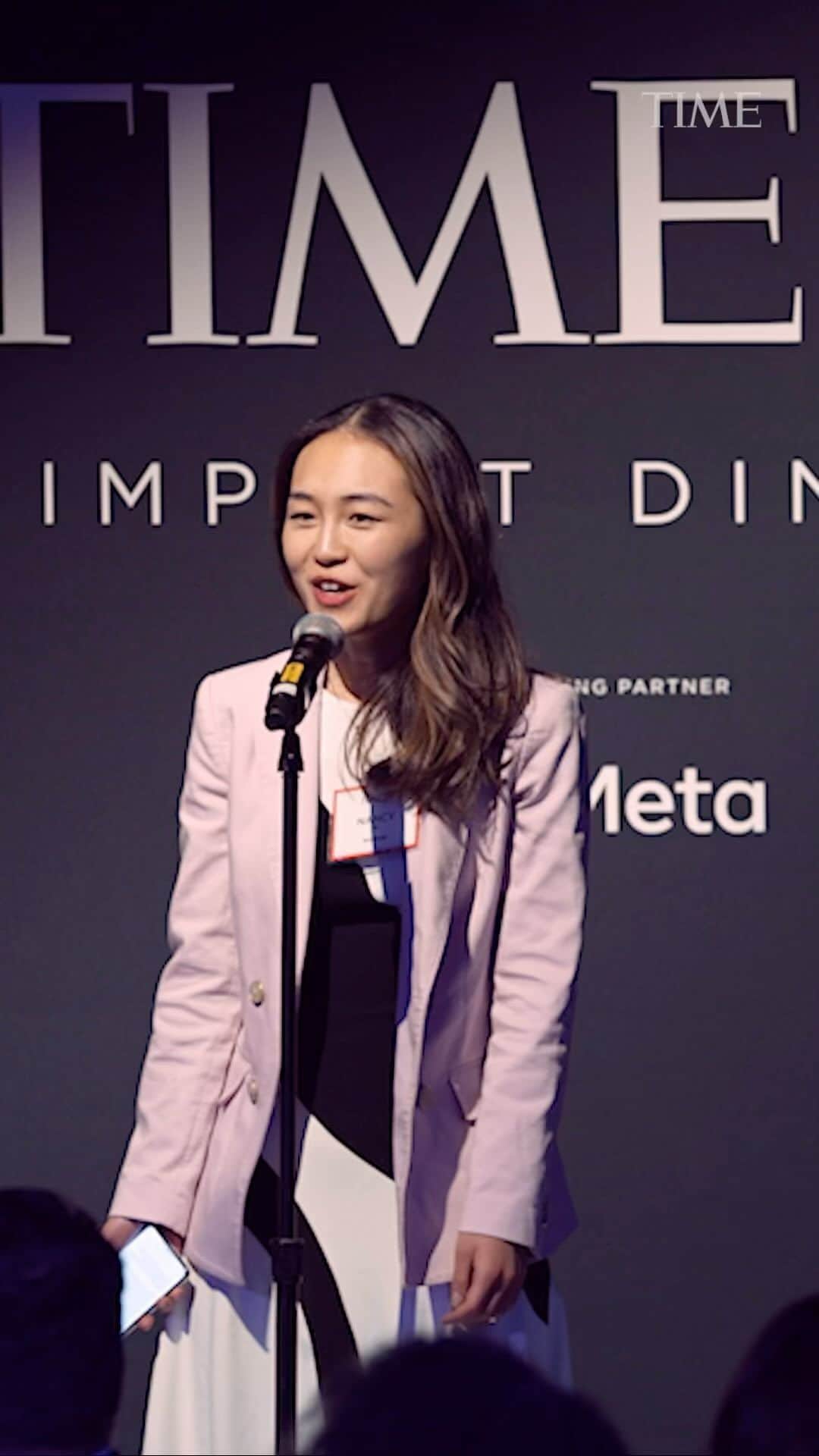 TIME Magazineのインスタグラム：「Watch Moonhub CEO Nancy Xu’s toast at the TIME100 Impact dinner focused on women in AI.」