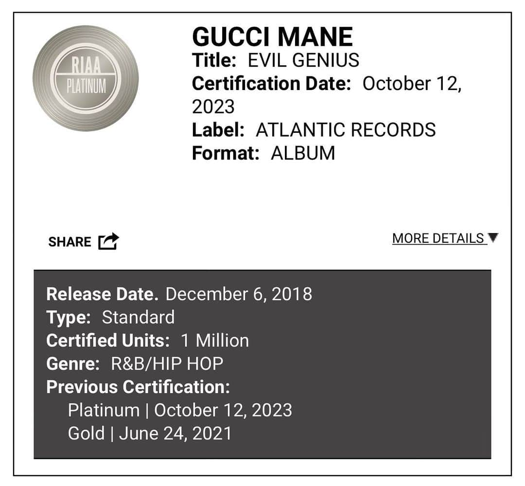 グッチ・メインのインスタグラム：「GuWop the Evil Genius 👿Platinum 🥶」