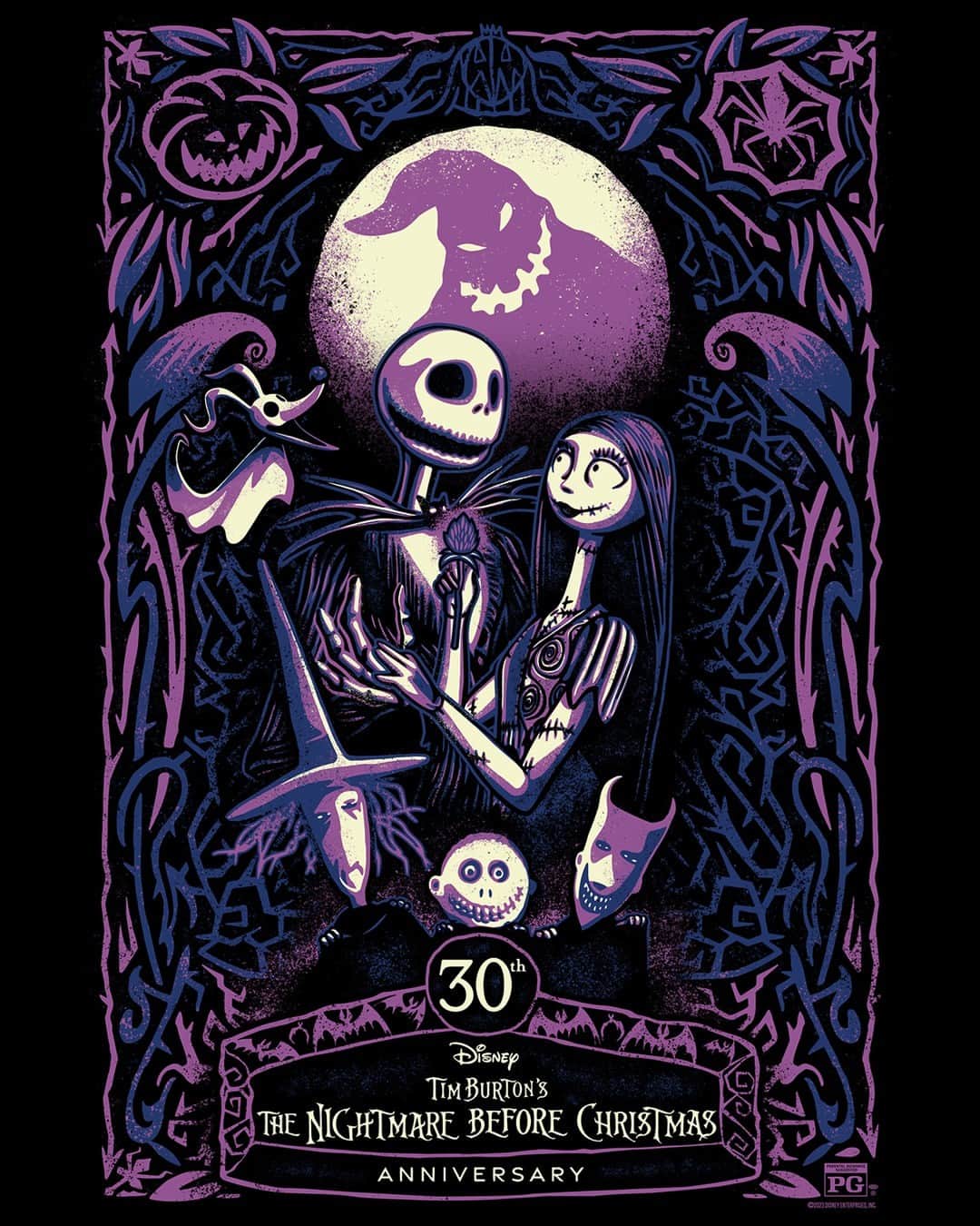 Disneyのインスタグラム：「30 years ago today, the Pumpkin King was crowned! 💀🎃 Celebrate 30 years of Tim Burton's The Nightmare Before Christmas by experiencing the film in select theaters across the US and Canada from 10/20 to 10/31.」