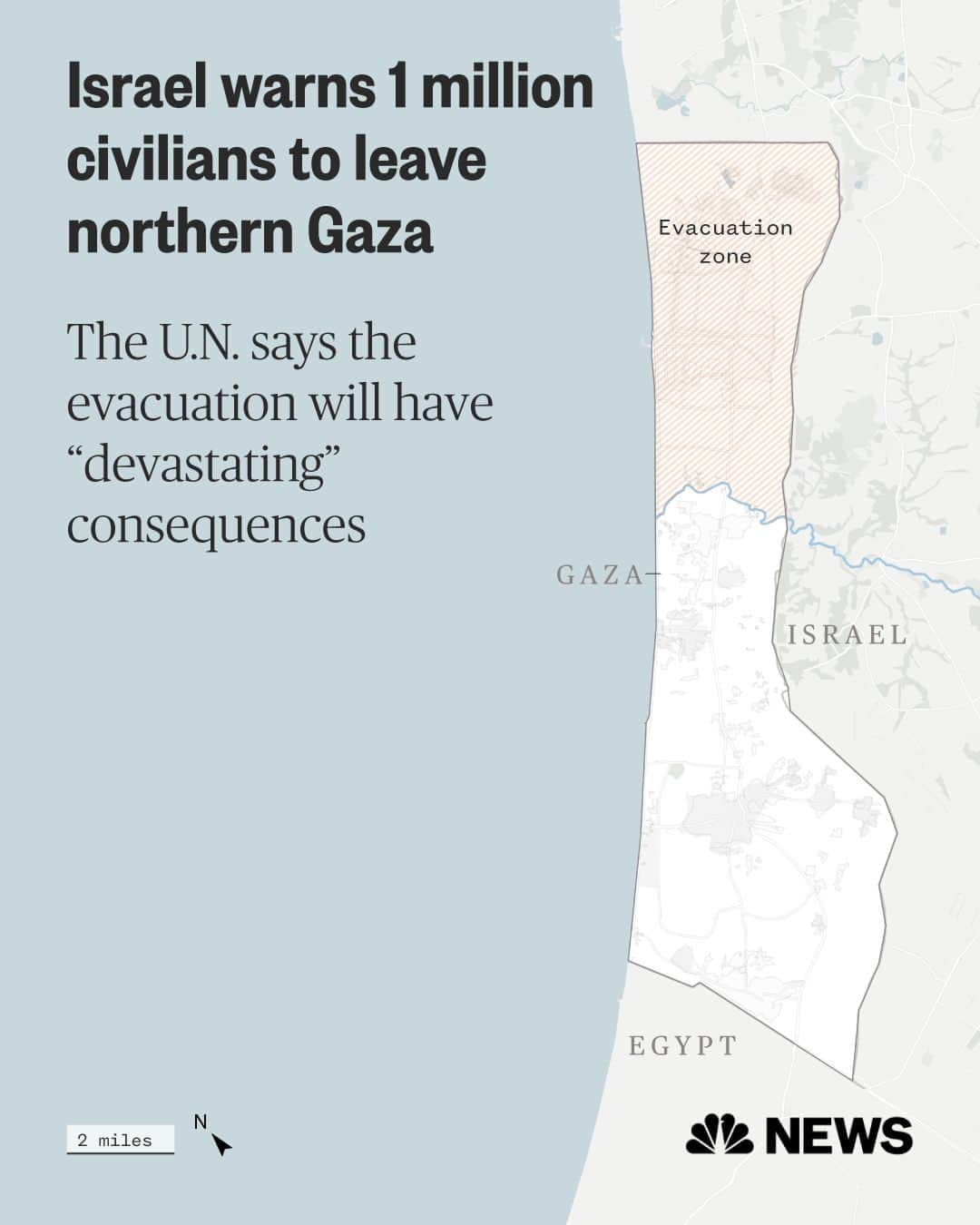 NBC Newsのインスタグラム：「As fears grew about an imminent Israeli ground invasion, Gaza residents scrambled to gather what they could and leave.   “We’re just going, if you have a car just run. No one knows where we’re going, but we’re all evacuating,” one 22-year-old said.  Some are leaving in beaten-up cars crammed with their belongings, by foot and, in one case, an entire family packed in a horse-drawn carriage, videos show.  Read more at the link in bio.  🖌️ @nbcnewsgraphics」