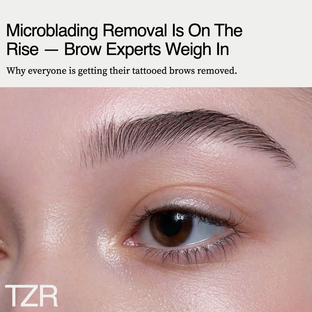 The Zoe Reportのインスタグラム：「Microblading promises a quick and easy way to wake up with seemingly full, fluffy brows with minimal maintenance. The results should be fresh and natural-looking, but unfortunately, a lot can go wrong, especially since anyone can get licensed online to perform it. ⁠ ⁠ At the link in our bio, read what to know before you go under the blade. Plus, whether brow experts think the end of microblading is near.⁠ ⁠ 📷: Getty⁠」