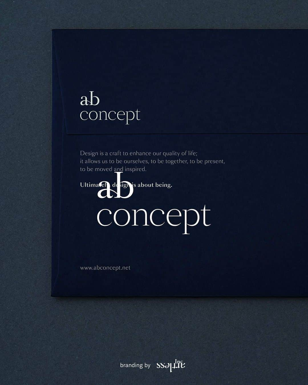 川上俊さんのインスタグラム写真 - (川上俊Instagram)「[corporate branding]   ab concept ltd. - design studio founded in Hong Kong, in 1999 by architect Terence Ngan and interior designer Ed Ng @ab_concept   corporate branding + visual identity  brand design: logo + visual identity brand guide art direction: photo direction graphic + web design: stationary design web design  We were approached by architect Terence Ngan and interior designer Ed Ng to rebrand their design studio ab concept founded in 1999 in Hong Kong. We were in charge of rebranding their C.I. (Corporate Identity), encompassing the logo, V.I., web design, and stationary design.  ab concept has been a creative partner to leading hospitality brands around the world for over 20 years, providing comprehensive interior design and creative direction as well as furniture, lighting, and textiles designs. Inspired by their mantra of, “Ultimately, design is about being.”, our goal was to create a brand identity that brings in elements of a human-touch while maintaining the timelessness present in ab concept’s work.  By connecting the initials of "about being", the logo expresses the various connections that ab concept values—craft and industry, scale and intimacy, people and places.  The brand colors of deep blue and light gray represents both elegance and modernity, while the humanist font, Sang Bleu, ties together this delicate balance to evoke a sense of silent authority. Designed with meticulous attention to every detail, we strive to create a brand design that accompanies ab concept’s journey to a new phase of exploration and maturity.  -- branding : artless Inc. creative direction & art direction: shun kawakami graphic & web design: thomas zimmerman + shinsaku iwatachi web programming : adrien dufond project management : asami kinoshita client: ab concept ltd.  -  #artlessinc #shunkawakami」10月14日 7時28分 - shunkawakami