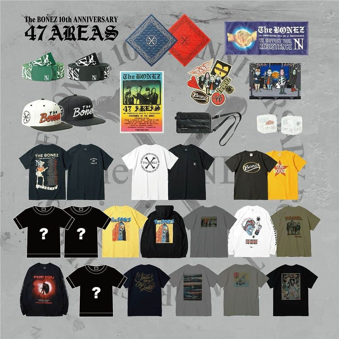 The BONEZさんのインスタグラム写真 - (The BONEZInstagram)「. 【Tour Goods 公開】 10th Anniversary Tour "47 AREAS” 高知 X-pt.の先行物販は14時頃より開始予定！  ※尚、先行物販はチケットをお持ちの方が対象となります チケットをお持ちでない方は 開演後の販売となりますので予めご了承下さい。 #thebonez  #骨から気合い」10月14日 18時00分 - the____bonez