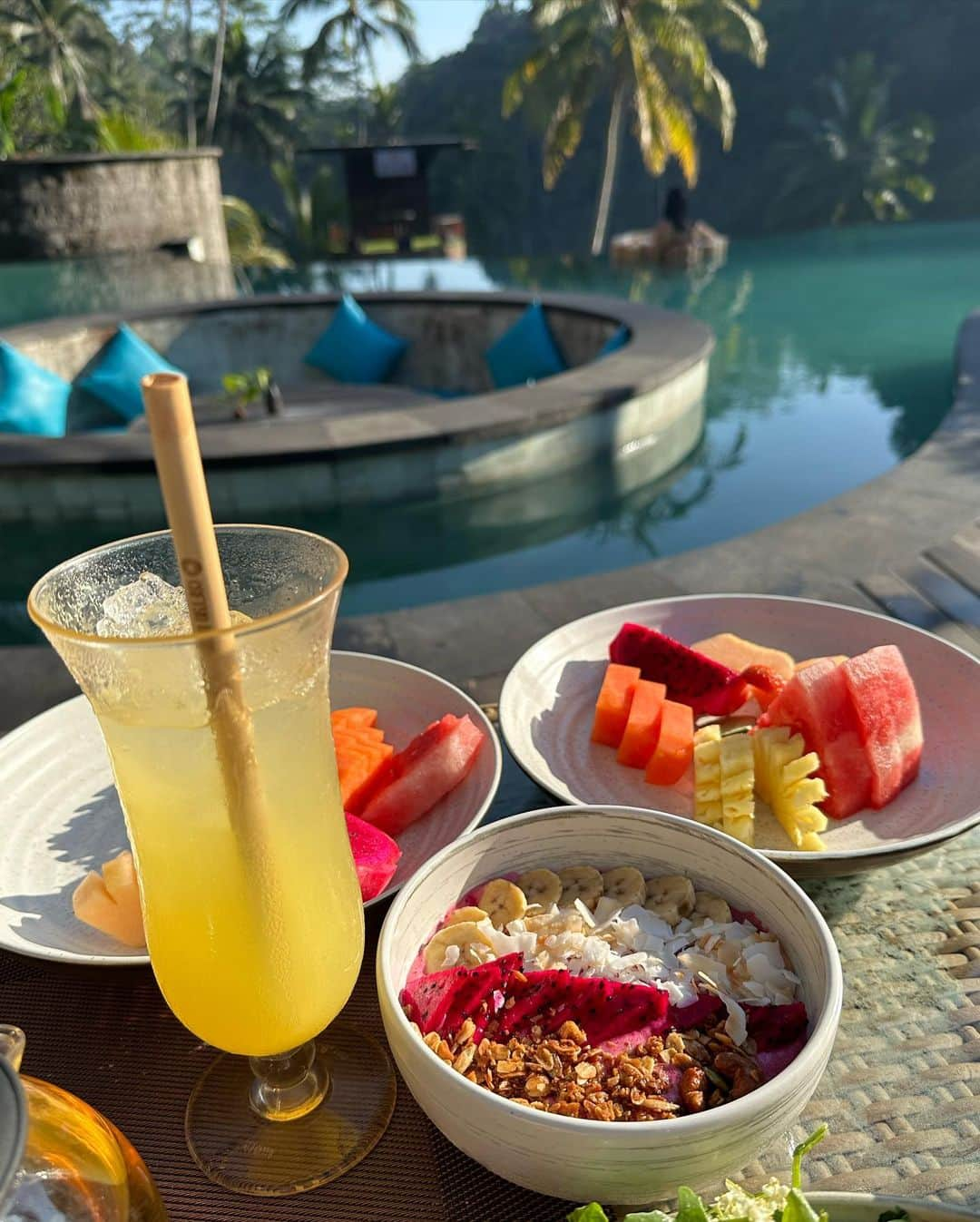 市原彩花さんのインスタグラム写真 - (市原彩花Instagram)「Floating breakfast🪷 @cretyaubud   プールで朝ごはん☀️ バリのウブドは朝夜涼しめ🌿 プール寒くて結局ソファで普通に朝ごはん食べたよ😂  #cretyaubud#ウブド観光#バリ#バリ島#バリ島旅行#バリ旅行#バリ島観光#海外旅行#海外移住#東南アジア#bali#baliisland#balitrip#balitravel #cewek#gadis#gadiscantik#liburanbali#melalidibali#melali#水着#ビキニ#bikini#swimsuit#bikinigirl#bikinimodel#ウブド#ubud #あーちゃんバリ」10月14日 10時06分 - ayaka_ichihara