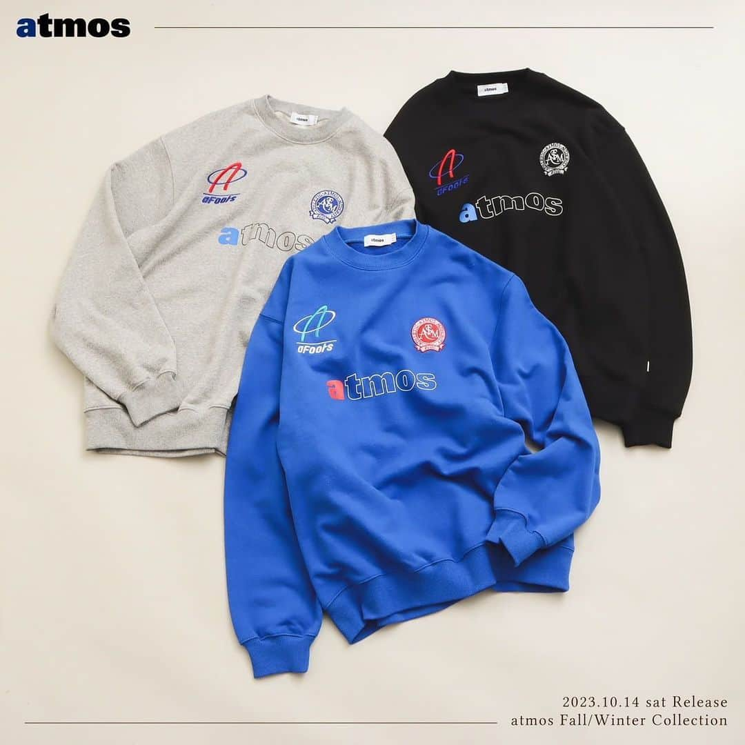 Sports Lab by atmos OSAKAのインスタグラム：「. ↓↓↓ 10/14(SAT)RELEASE atmos Uniform Crewneck Sweatshirt ma23f-sw046 blk / blu /gry ¥13,200-(tax included) size : M / L / XL  atmos Uniform Sweatshirt ma23f-sw047 blk / blu /gry ¥14,300-(tax included) size : M / L / XL  atmos Uniform Sweat Pants ma23f-lp05 blk / blu /gry ¥13,200-(tax included) size : M(30) / L(32) / XL(34)  atmos small Logo Zip Up Hooded Sweatshirt ma23f-sw049 blk / gry / nvy ¥14,300-(tax included) size : M / L / XL」