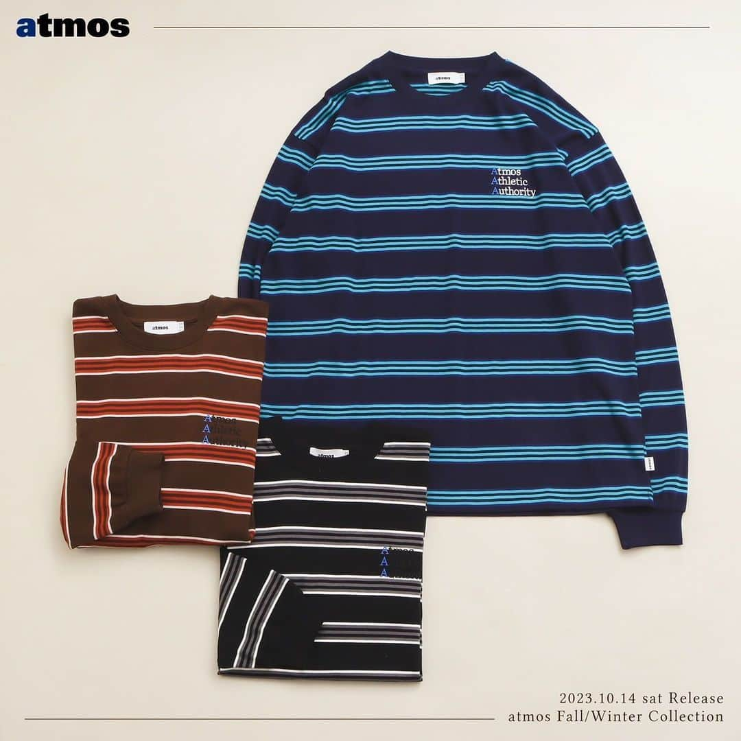 Sports Lab by atmos OSAKAのインスタグラム：「. ↓↓↓ 10/14(SAT)RELEASE atmos Border LS T-shirts ma23f-ls050 blk / brn / nvy ¥7,700-(tax included) size : M / L / XL」