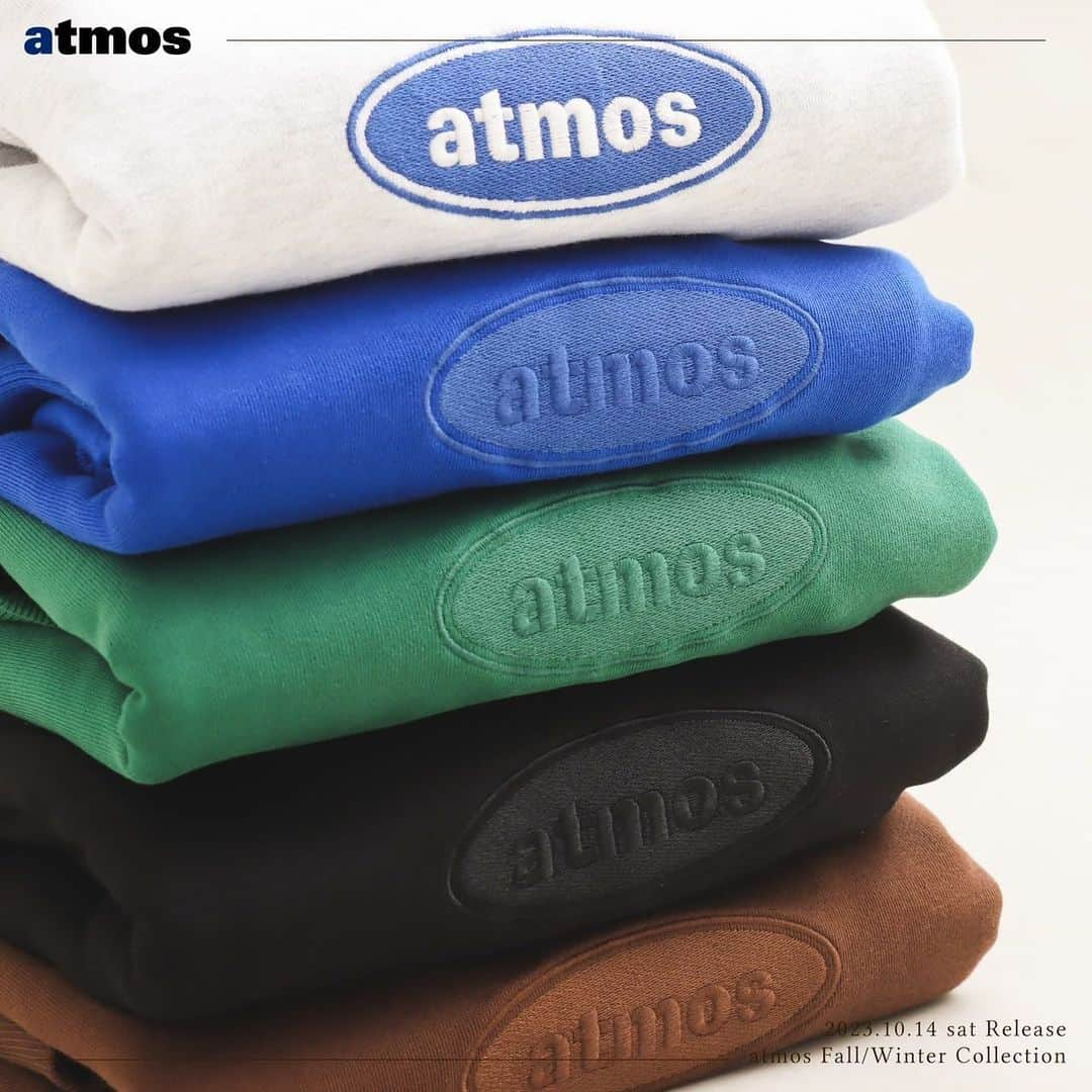 Sports Lab by atmos OSAKAのインスタグラム：「. ↓↓↓ 10/14(SAT)RELEASE atmos Oval Logo Crewneck Sweatshirt ma23f-sw045  blk / blu / brn / grn / gry ¥11,000-(tax included) size : M / L / XL / XXL」