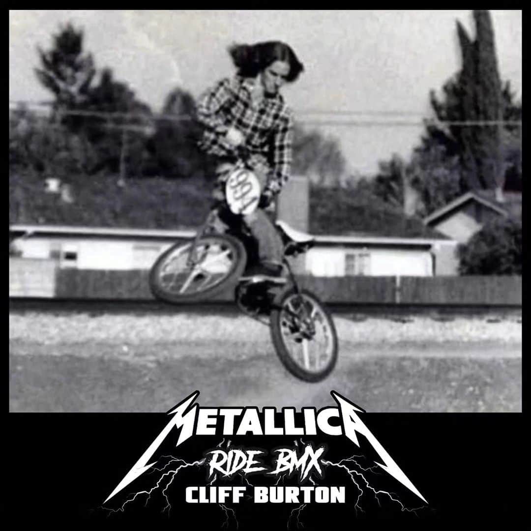 スラッシュさんのインスタグラム写真 - (スラッシュInstagram)「Credit to @bmxtinct Legends never die, they #rideon forever. #cliffburton riding motomags before #ridethelightning #heavymetalbiker #metallica #basssolotakeone #cliffemall #bmxtobass   iiii]; )'」10月14日 14時31分 - slash