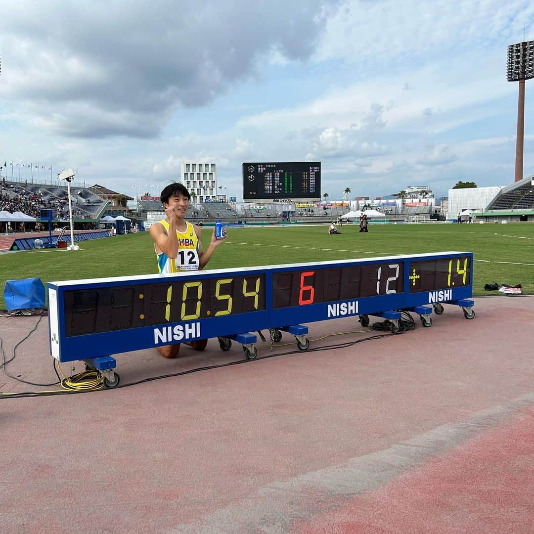 のインスタグラム：「. 【#鹿児島国体】  少年男子B 100m決勝 片山瑛太 (千葉・鎌ヶ谷二中) 10秒54 (+1.4) 中学新記録✨  おめでとうございます🎉  #JAAF #陸上」