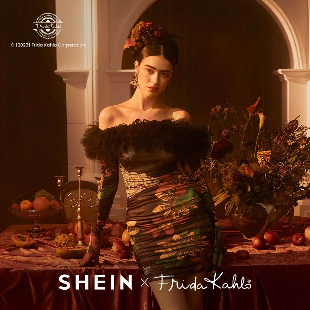 SHEINのインスタグラム：「SHEIN X designers have fused their creativity with the fiery passion and strength that Frida inspires, lending a touch of unique elegance to each piece of the SHEIN x Frida Kahlo Fall/Winter collection 🌹✨ @sheinx__official  🔎22007977 22008707 21418168 22008203 21416969 21417634  🔗:https://shein.shop/9gx8i0g  #SHEINxFridaKahlo #FridaKahlo #SHEIN #SHEINforAll #SHEINX」