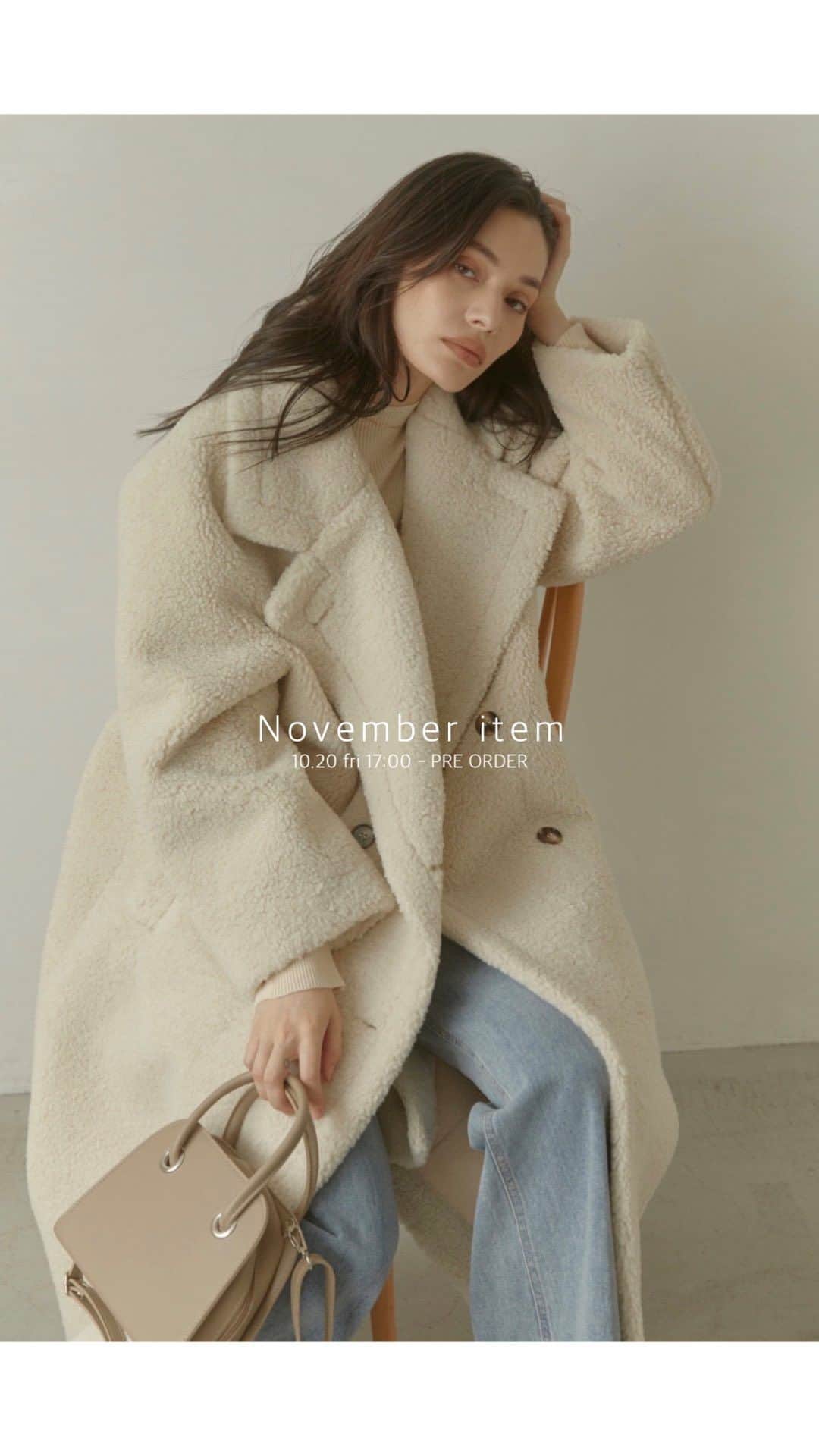 のインスタグラム：「#Novemberitem 10.20 Fri 17:00 - PRE ORDER START . . 詳しくはWEB STORE(@acym_official )のTOP URLよりご覧ください。  #ACYM #ootd #outfit #ニット #カーディガン #ロングブーツ #ロングブーツコーデ #ブーツ #秋服 #秋コーデ」