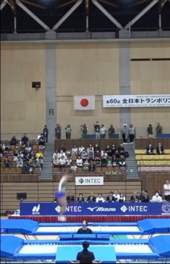 岸大貴のインスタグラム：「個人予選　7位で準決勝進出！！ 明日はゴン攻めで行きます🔥応援お願いします💪💪  #トランポリン #trampoline #全日本選手権 #広島県 #福山市 #ポピンズ #poppins」