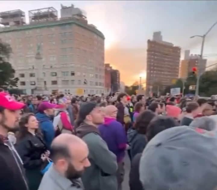 のインスタグラム：「I am so inspired and moved by this massive crowd of Jewish New Yorkers assembling to refuse US backed Israeli attacks on Gaza. “Not in our name.”」