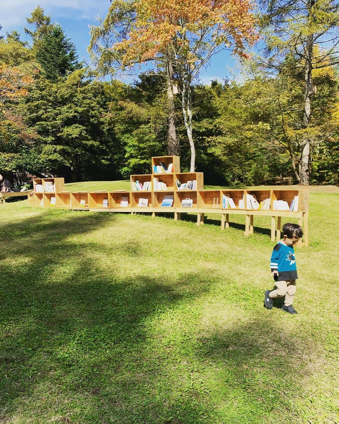 Rie fuさんのインスタグラム写真 - (Rie fuInstagram)「#紅葉図書館 #outdoorlibrary #読書の秋 #星野温泉　#トンボの湯 #autumninjapan #mountain #forest #軽井沢」10月14日 22時34分 - riefuofficial