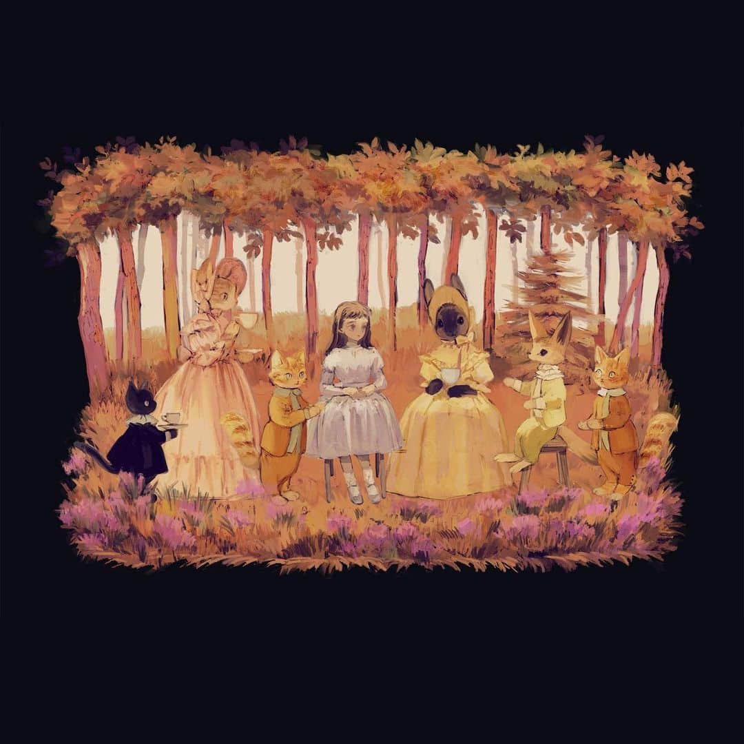 tonoさんのインスタグラム写真 - (tonoInstagram)「#illustration #royalprincessalice   RoyalPrincessAlice様とのコラボで描かせていただきました。 「森のアフタヌーンティー」 royalprincessa.shop-pro.jp」10月15日 0時10分 - rt0no