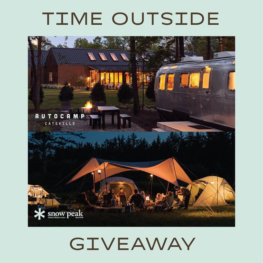 Snow Peak USAのインスタグラム：「Enjoy fall with more time outside. This October, @autocamp and @snowpeakusa are teaming up to share the love of the outdoors and give you more time in nature.  GIVEAWAY - One winner will receive a 2-night stay at their choice of one of AutoCamp’s six locations and a $500 Snow Peak gift card to get outfitted for the adventure. Just follow the rules below and enter through the end of the month!  GATHERING + CAMPOUT - Join in on our time outside gatherings. Meet us at Snow Peak Brooklyn tonight, Saturday, October 14 from 4-7 PM, and join us upstate at AutoCamp Catskills from October 26-29 for culinary workshops, forest bathing, guided hikes, fireside conversations, and more! Plus, enjoy a Snow Peak pop-up at AutoCamp Catskills all October long. We’re here to help you recharge and connect with the outdoors and each other.   Head to our link in bio to enter to win, and then explore all of our events, happenings, and experiences.  Official Entry Rules Giveaway -Enter before 11:59 PDT on 10/31 -Follow @snowpeakusa and @autocamp -Tag at least 1 friend, bonus entries for up to 2 additional tags -Head to the link in bio to enter your email, agree to terms & conditions and complete entry  -Entrants must be 18+ and residents of the domestic United States」