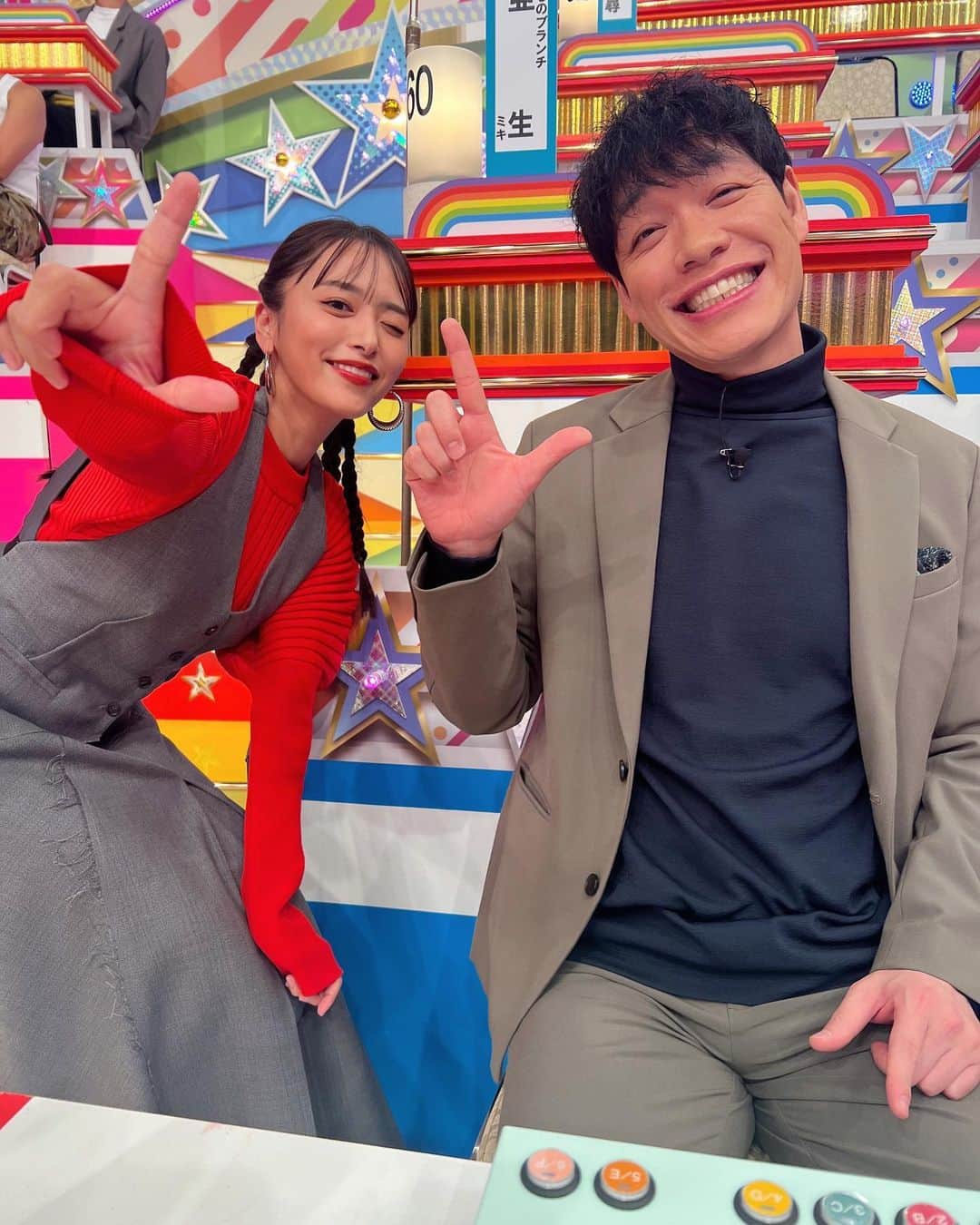 近藤千尋のインスタグラム：「オールスター感謝祭❤️ 楽しかった〜📺🥰🙏  初めてピリオドチャンピオンにもなれて 嬉しい気持ちのまま寝れます💤笑 ゆうちゃみとたくさん隣で話せたし 周りにも好きな人ばかりいて 幸せ空間でした♪🥰  tops @maisonspecial_women setup @_irene__official pierce @abiste_official shoes @zara  #近藤千尋衣装」