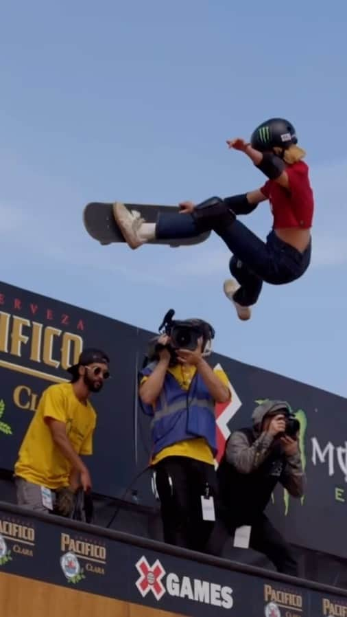 開心那のインスタグラム：「🔥 The BEST of @Cocona.Hiraki & @AsahiKaihara at @XGames Ventura 🛹  ▶️ Watch these two ladies throw down in our full-length X Games recap vid, now playing on YouTube!   #MonsterArmy #MonsterEnergy #Skate #Skateboard #SkateboardingIsFun #XGames #Actionsports」