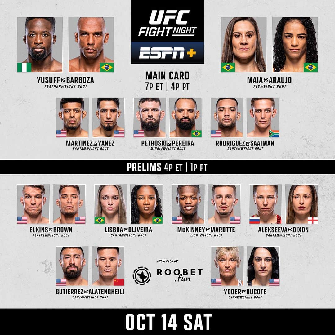 UFCさんのインスタグラム写真 - (UFCInstagram)「1️⃣1️⃣ fights coming your way on this #UFCVegas81 card!  Who's leaving tonight with a finish? 👀  [ B2YB Roobet.fun ]」10月15日 1時10分 - ufc