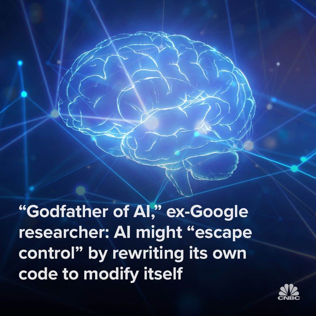 CNBCさんのインスタグラム写真 - (CNBCInstagram)「Geoffrey Hinton, the computer scientist known as a “Godfather of AI,” says artificial intelligence-enhanced machines “might take over” if humans aren’t careful.  Rapidly-advancing AI technologies could gain the ability to outsmart humans “in five years’ time,” Hinton, 75, said in a recent interview. If that happens, AI could evolve beyond humans’ ability to control it, he added.  “One of the ways these systems might escape control is by writing their own computer code to modify themselves,” said Hinton. “And that’s something we need to seriously worry about.”  Do you think AI could gain the ability to outsmart humans? Link in bio for more on Hinton’s comments – and why he says there’s “enormous uncertainty” about AI’s future. (via @CNBCMakeIt)」10月15日 2時00分 - cnbc